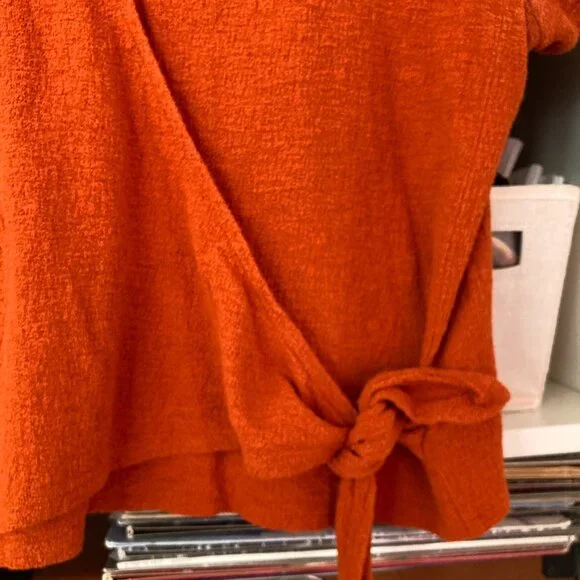 Madewell Orange Wrap Crop Top 100% Cotton L - Picture 3 of 6